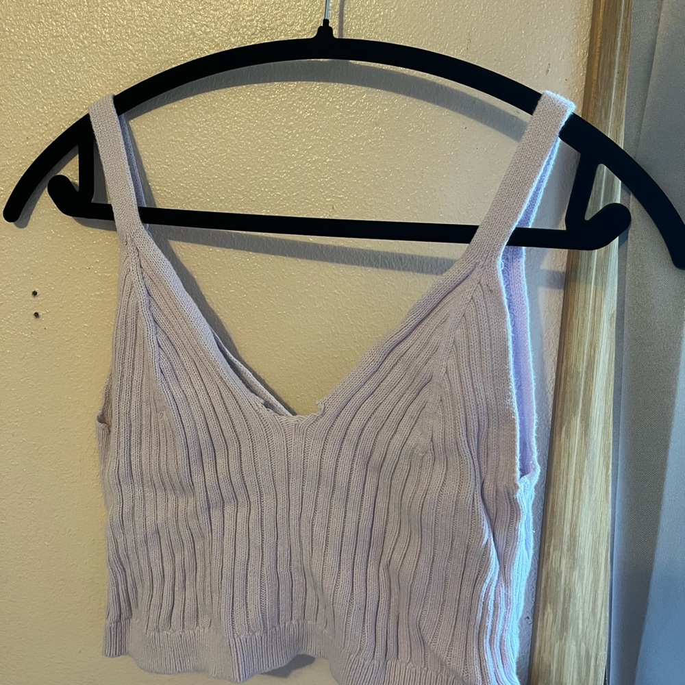 Aerie Lavender Ribbed Crop Top